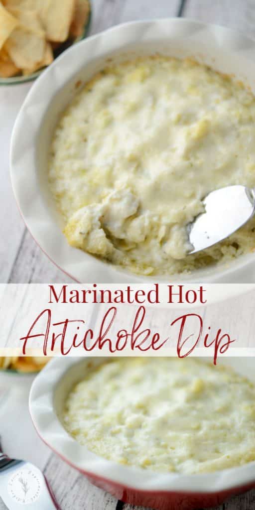 A close up of Marinated Hot Artichoke Dip