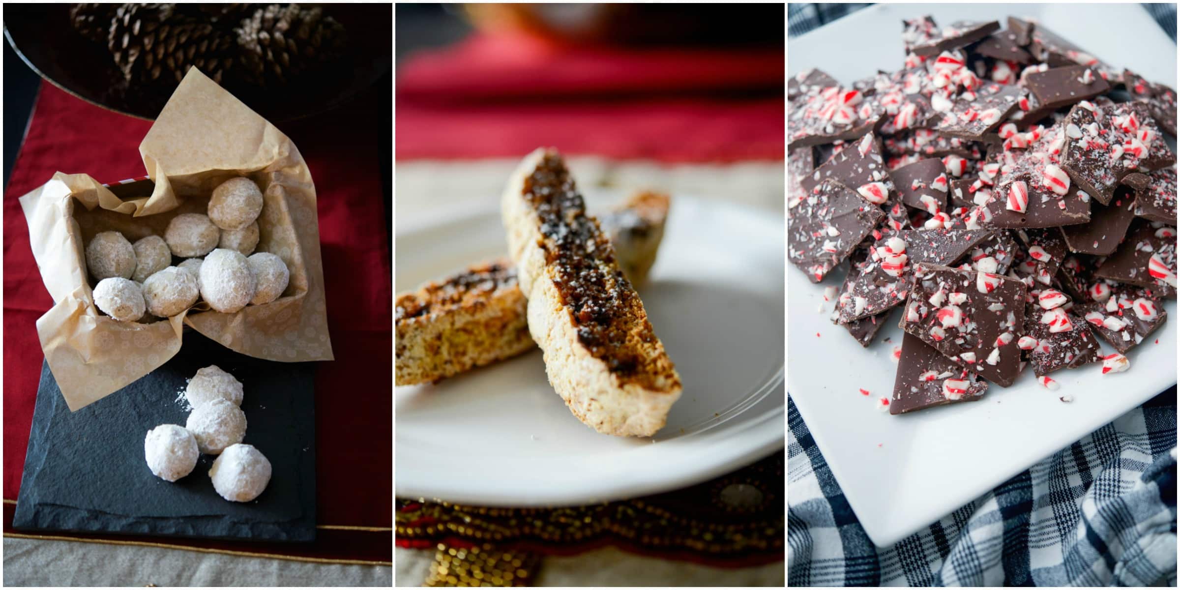 a collage of three types of cookies