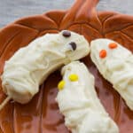 A close up of Halloween Banana Mummies