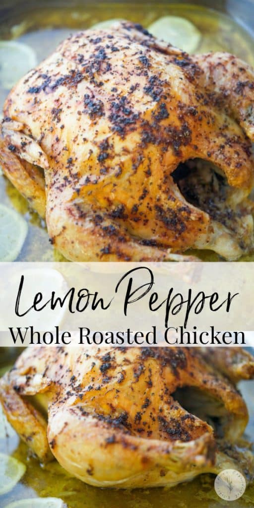 Lemon Pepper Whole Roasted Chicken on a plate