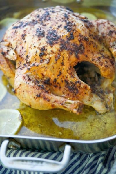 A close up of Lemon Pepper Whole Roasted Chicken