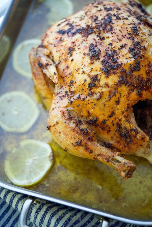 Lemon Pepper Whole Roasted Chicken using fresh lemon zest and cracked fresh black pepper is a deliciously easy recipe with a ton of flavor.