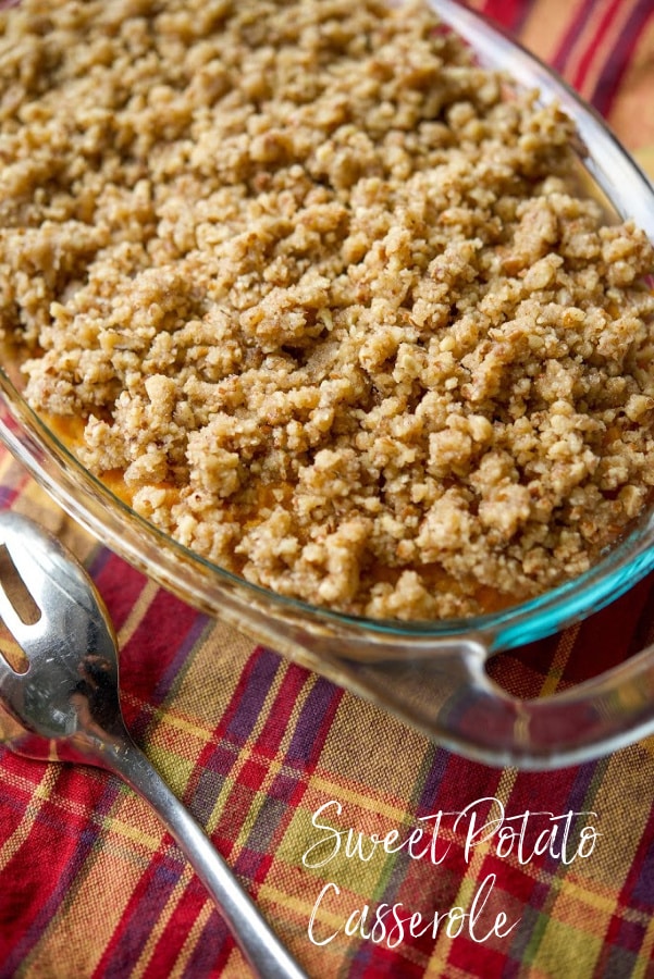 This classic Sweet Potato Casserole with a buttery brown sugar pecan crust is a one of my family's favorite Thanksgiving side dishes.