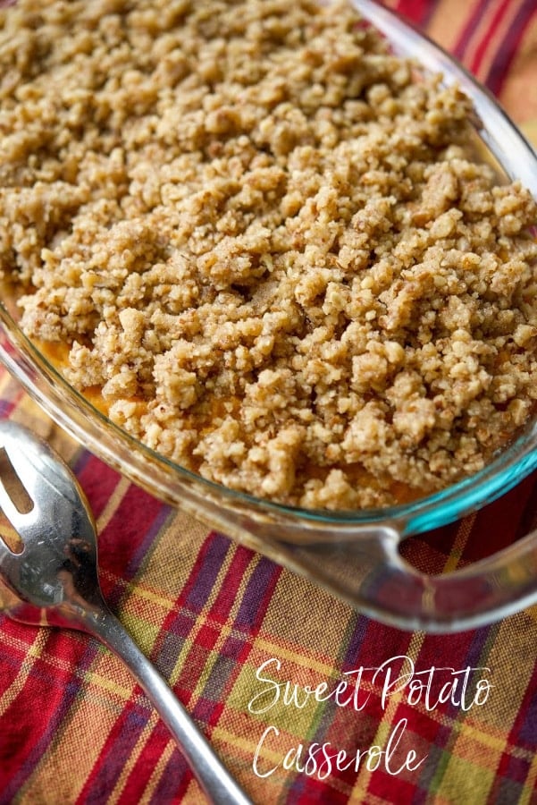 This classic Sweet Potato Casserole with a buttery brown sugar pecan crust is a one of my family's favorite Thanksgiving side dishes.