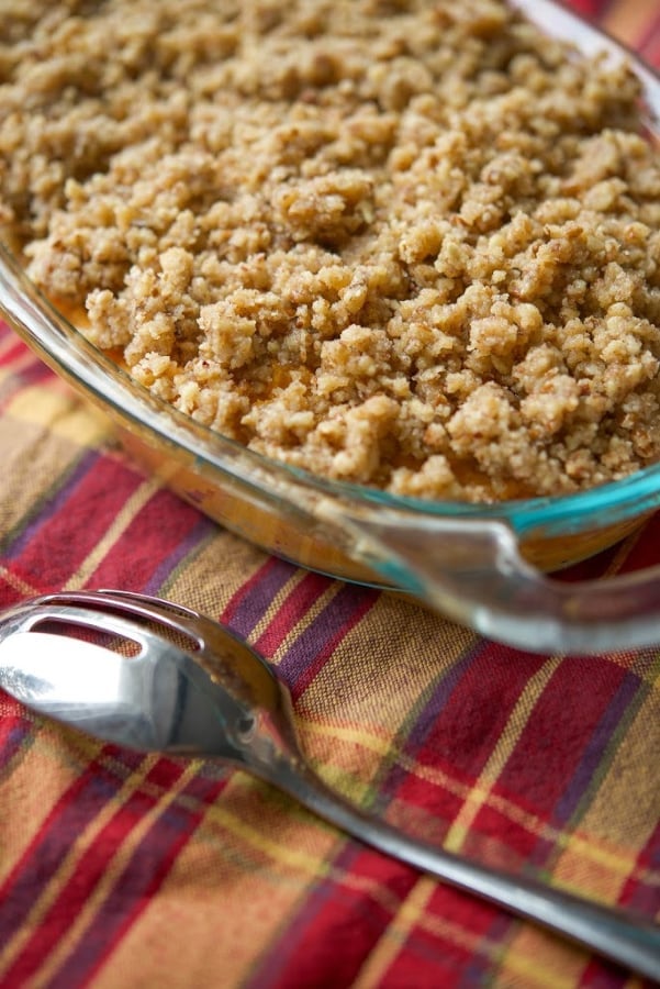 Sweet Potato Casserole with a Buttery Brown Sugar Pecan Crust