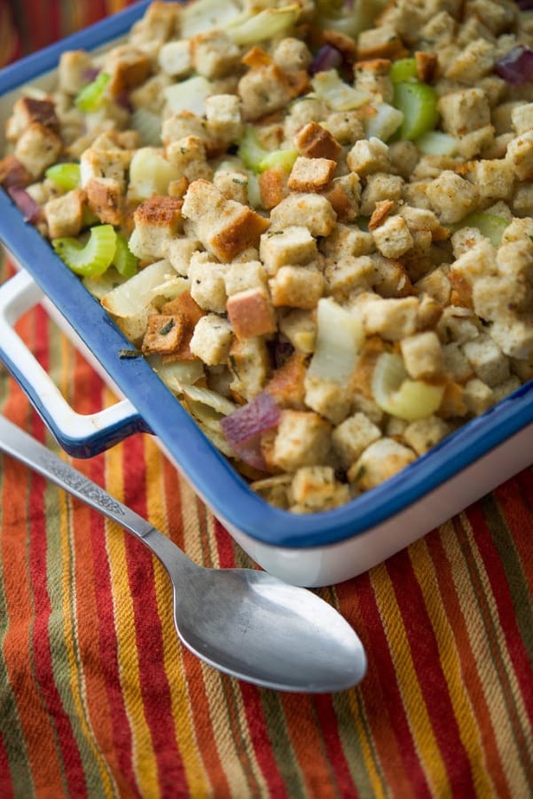 Classic Herb Stuffing with Fennel is easy to make without a lot of ingredients and adds a light anise flavor to one of Thanksgiving's popular side dishes. 