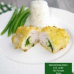 Turkey Kiev made with boneless turkey breast that's been stuffed with a mixture of butter, fresh tarragon, and parsley and coated with panko breadcrumbs.