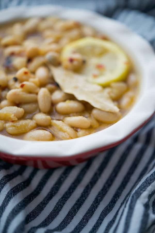 A close up of Marinated Cannellini Beans 