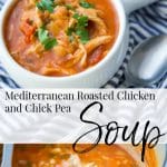 A close up of Mediterranean Chicken and Chick Pea Soup