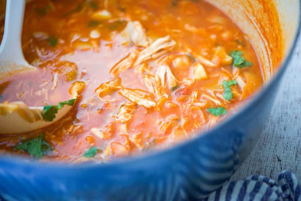 Mediterranean Roasted Chicken and Chick Pea Soup in Dutch Oven