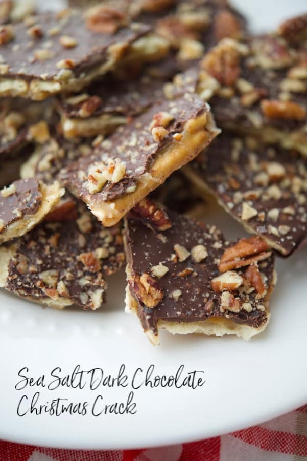 A close up of Sea Salt Dark Chocolate Christmas Crack