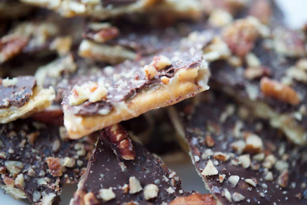 Sea Salt Dark Chocolate Christmas Crack Closeup