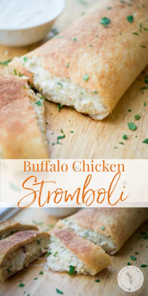 Buffalo Chicken Stromboli made with pizza dough, chicken, hot sauce, Bleu and Mozzarella cheeses is perfect for an easy weeknight meal or game day snack. 