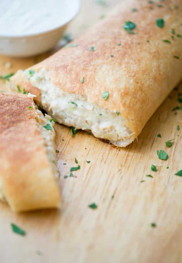 Close up of Buffalo Chicken Stromboli