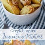 Fingerling potatoes tossed with EVOO, oregano and lemon juice; then roasted until crispy and golden brown make a deliciously tasty side dish. 