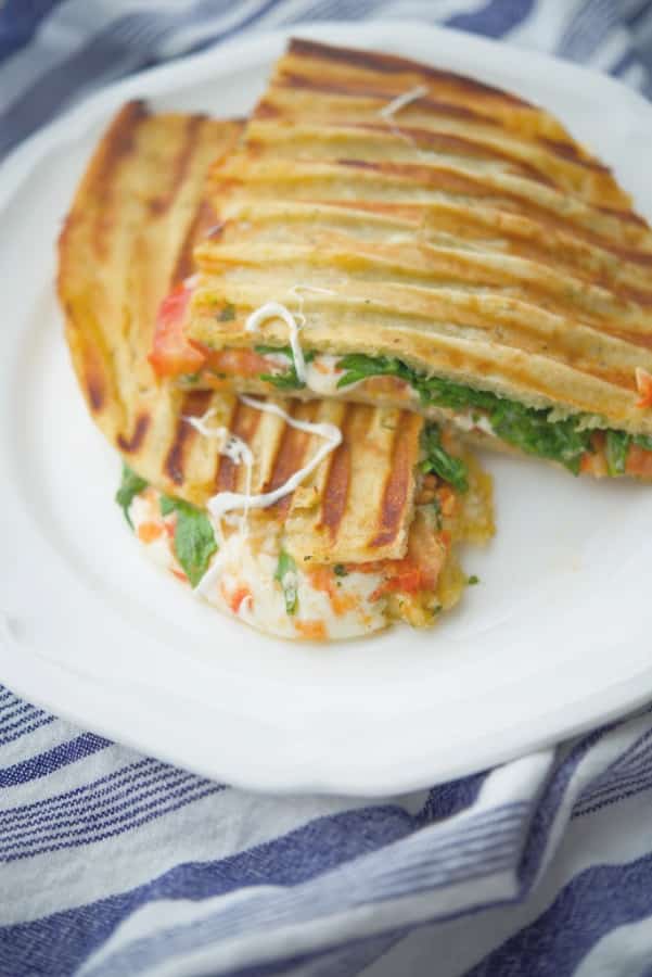 Tomato Mozzarella Flatbread on a plate