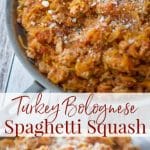 Turkey Bolognese Spaghetti Squash in a pan