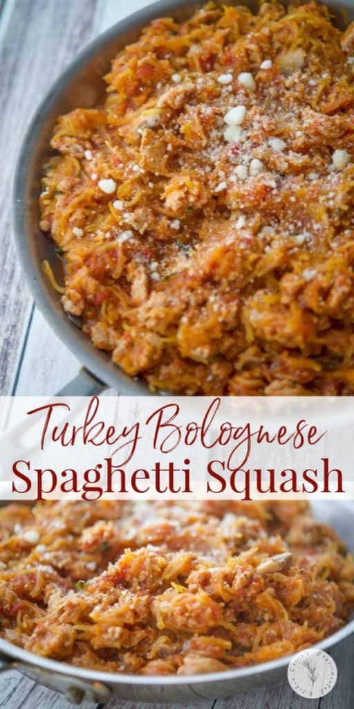Turkey Bolognese Spaghetti Squash in a pan