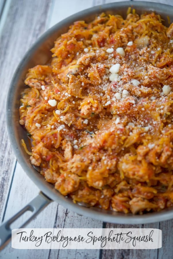 A close up of Turkey Bolognese Spaghetti Squash 