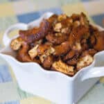 a bowl with brown sugar pretzels