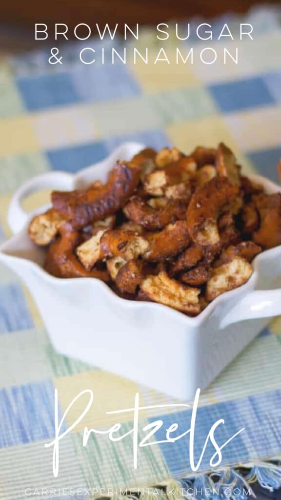 a bowl with brown sugar pretzels