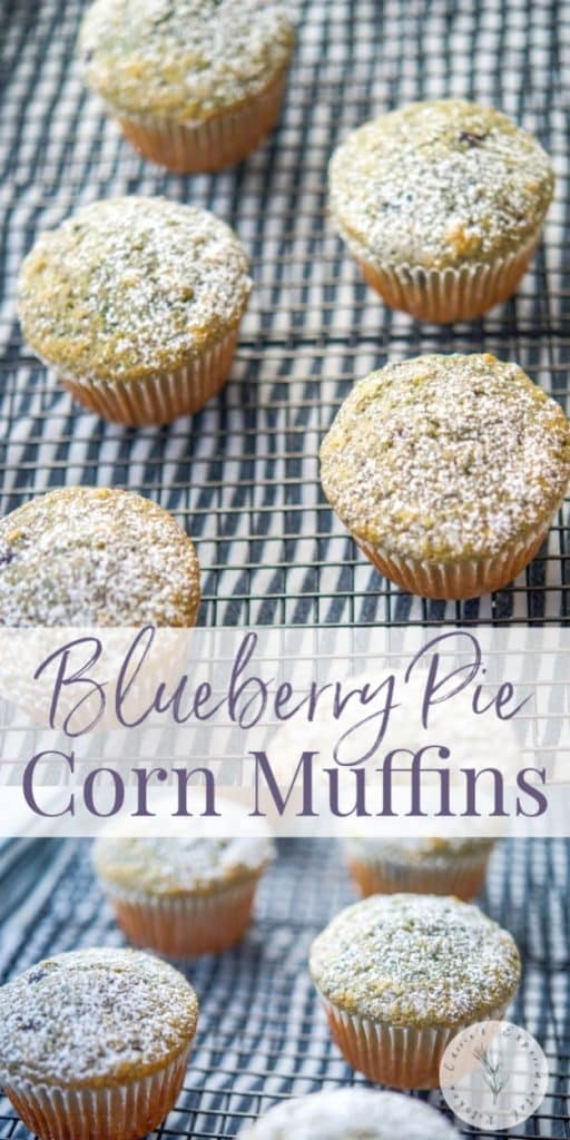 Close up of Blueberry Pie Corn Muffins