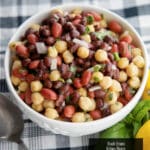 This heart healthy three bean salad made with black beans, kidney beans and chick peas is packed with refreshingly light flavors.