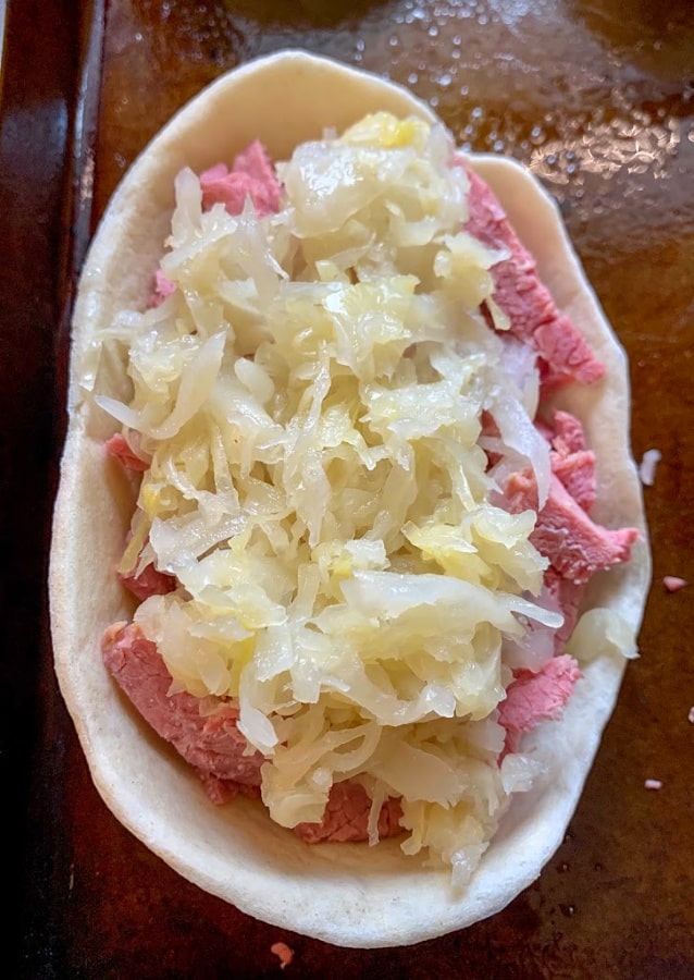 Reuben Tacos with Sauerkraut