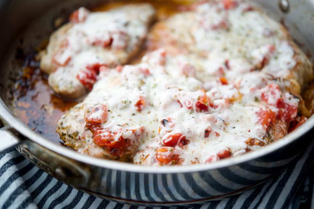 Pork Chops Pizzaiola in a Skillet