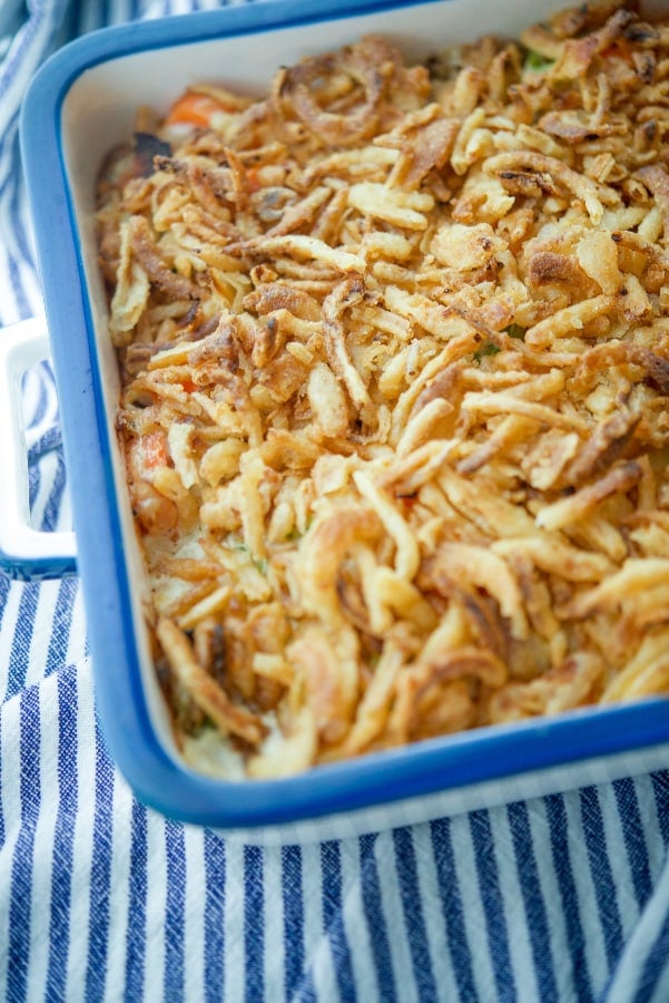 casserole dish with Swiss Vegetable Medley