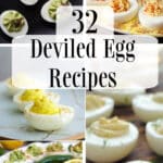 Round up post on 32 Deviled Egg Recipes