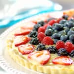 Berry Tart on a cake stand