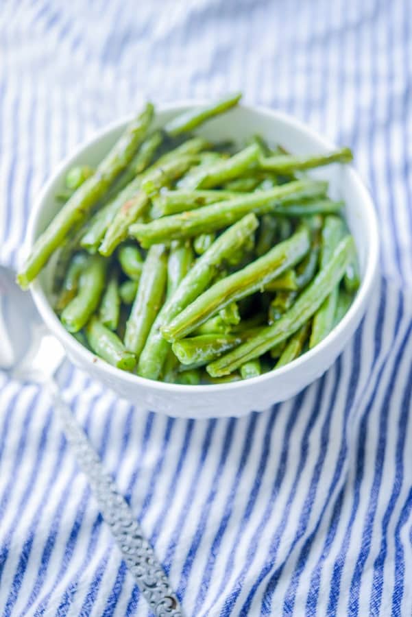 Close up of Lemon Basil Green Beans