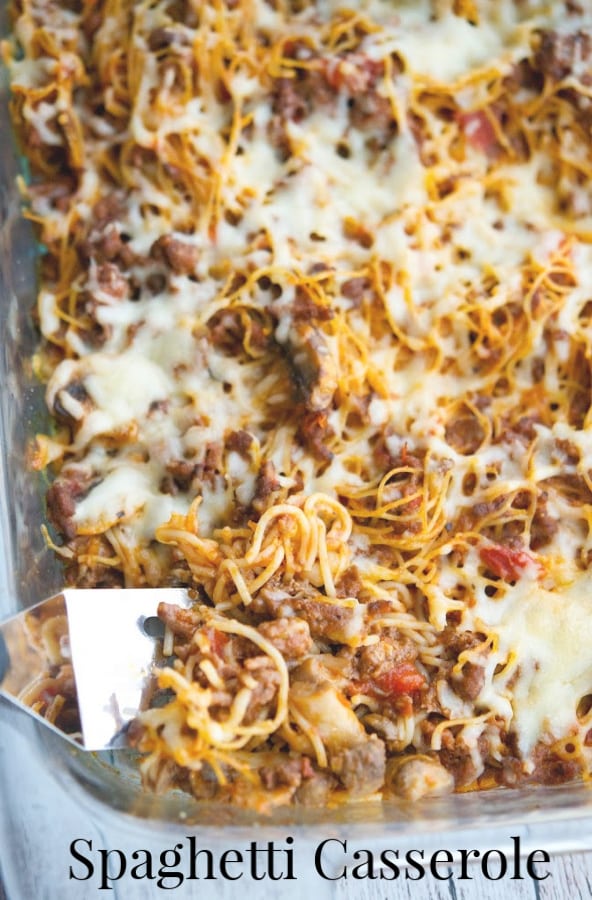 A close up of spaghetti casserole.