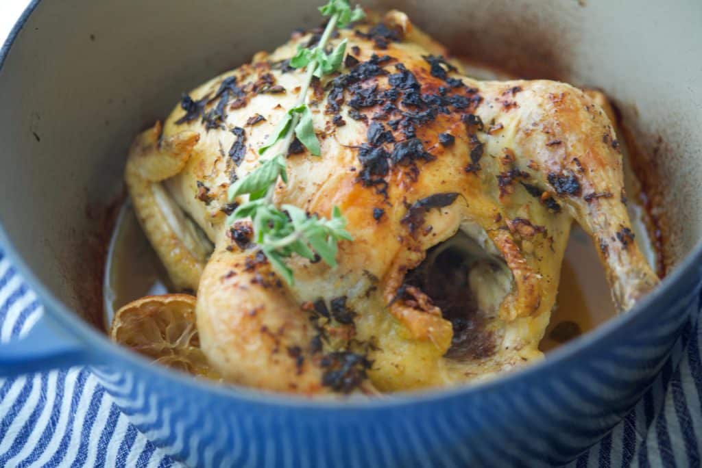 Dutch Oven Whole Roasted Greek Chicken