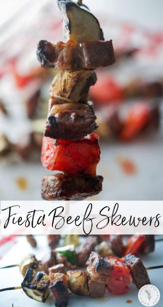 Beef skewers collage photo