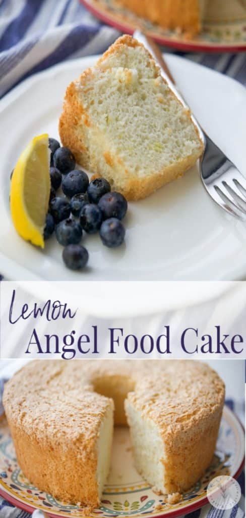 A slice of cake on a plate, with Lemon Angel Food Cake