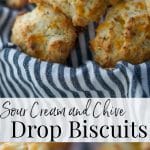 These flaky Sour Cream and Chive Drop Biscuits are so deliciously light and buttery, you'll never make homemade yeast rolls again! 
