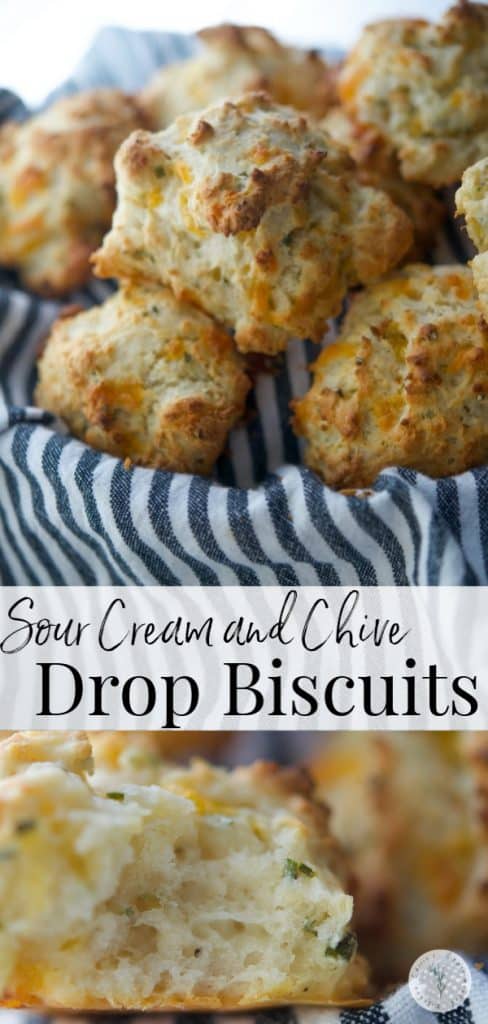 These flaky Sour Cream and Chive Drop Biscuits are so deliciously light and buttery, you'll never make homemade yeast rolls again! 