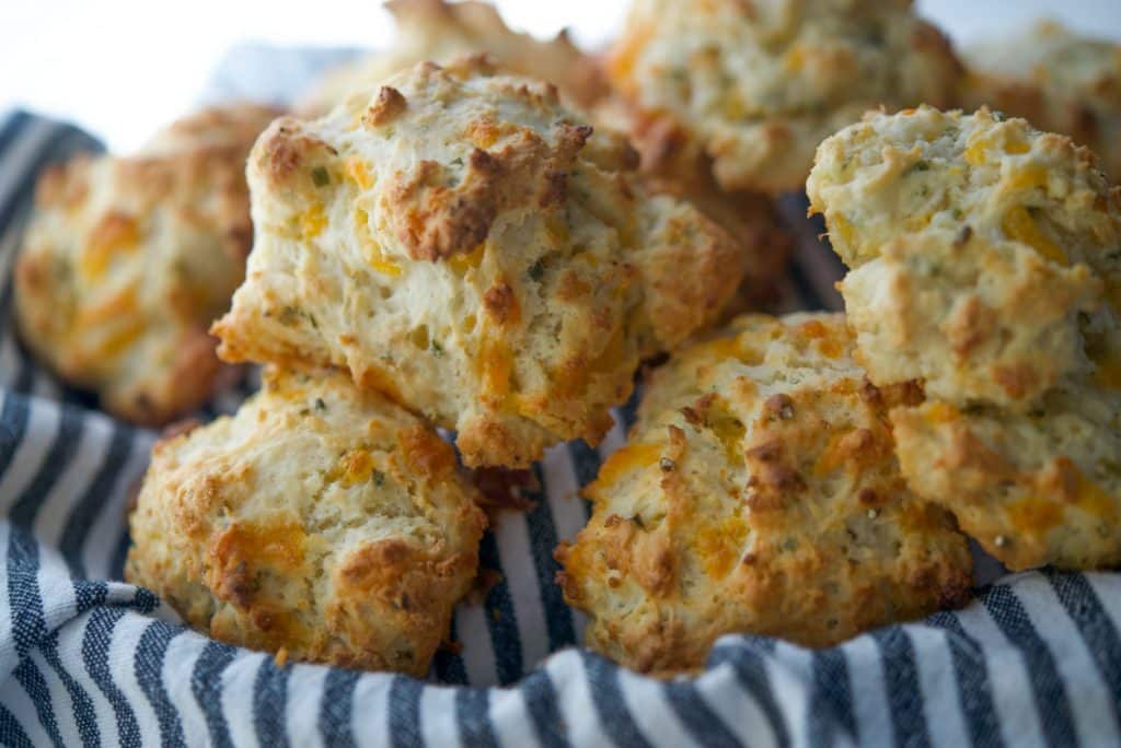 Sour Cream and Chive Drop Biscuits in basket