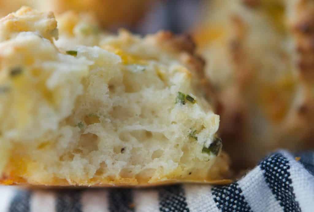 Sour Cream and Chive Drop Biscuits closeup