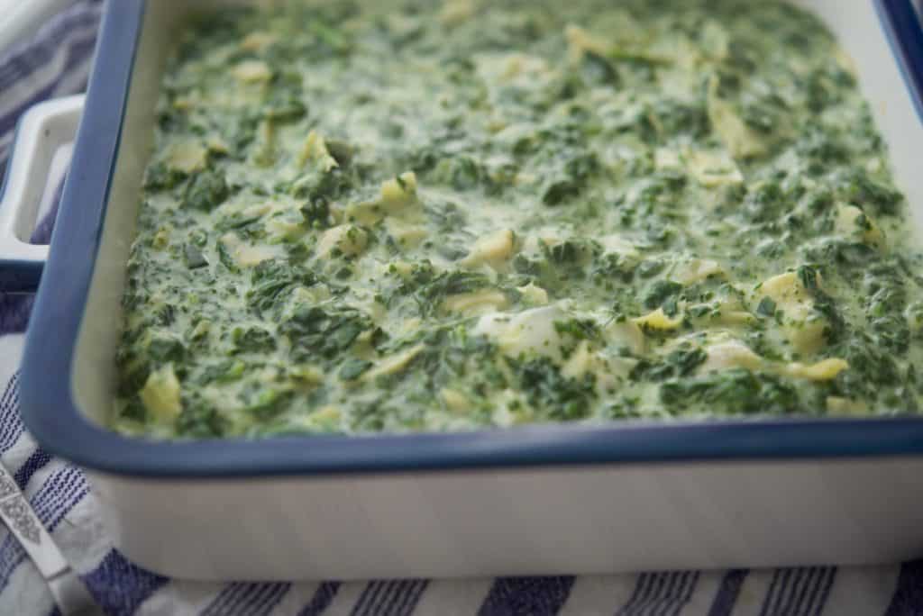 Spinach Artichoke Dip in a serving dish