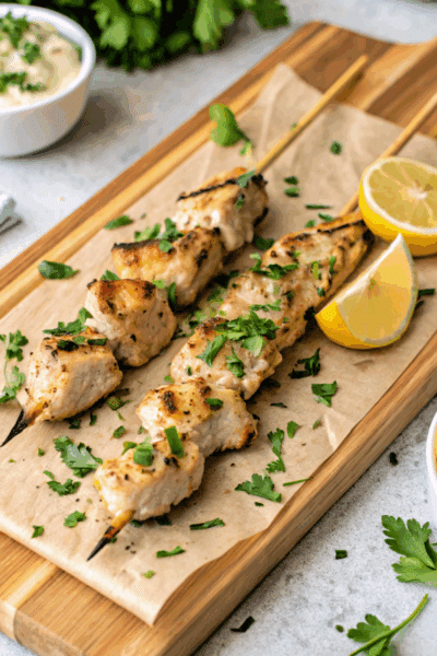 grilled gremolata chicken skewers