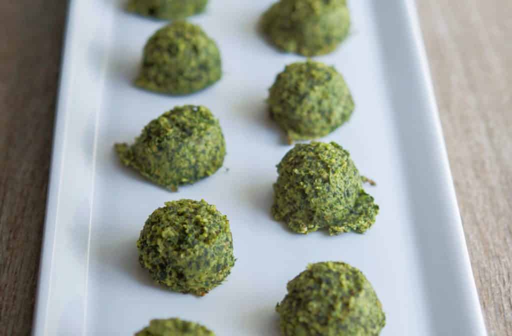 A close up of Spinach Nuggets