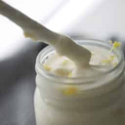 Frosted Lemonade in a glass with straw