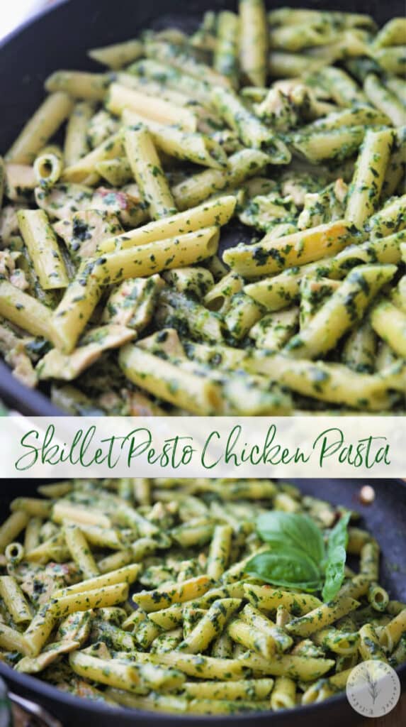 Skillet Pesto Chicken Pasta collage photo