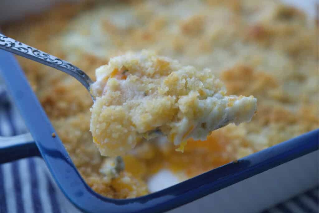 Butternut Squash Gratin in blue dish