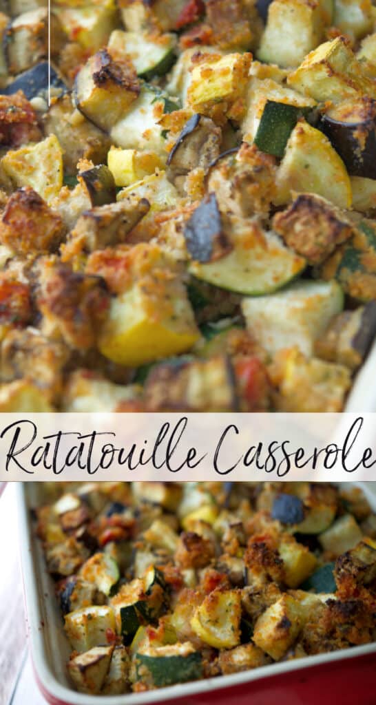 A box filled with different types of food, with Ratatouille and Casserole