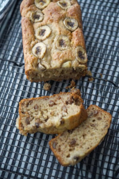 This Walnut Cream Cheese Banana Bread with our secret ingredient, is super moist and satisfying for breakfast or an afternoon snack. 