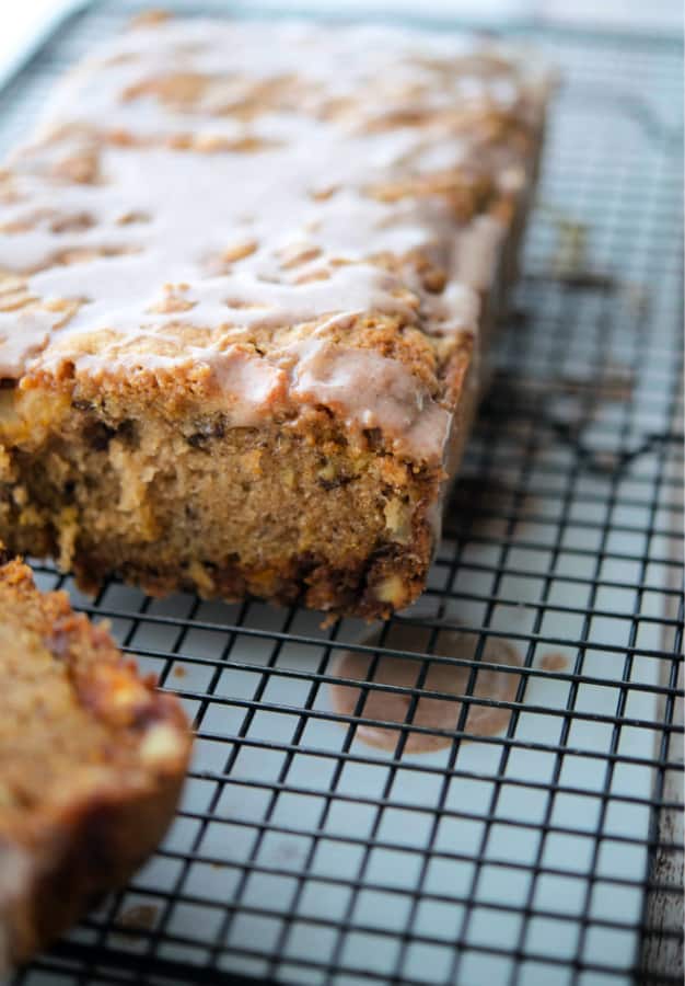 This Cinnamon Chip Apple Bread is loaded with diced McIntosh apples, sweet cinnamon chips and chopped pecans.